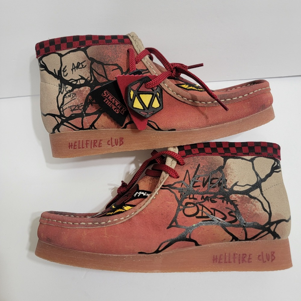 Clarks Wallabee EVO Stranger Things Hellfire Club Edition Red Suede Mens Shoes 8